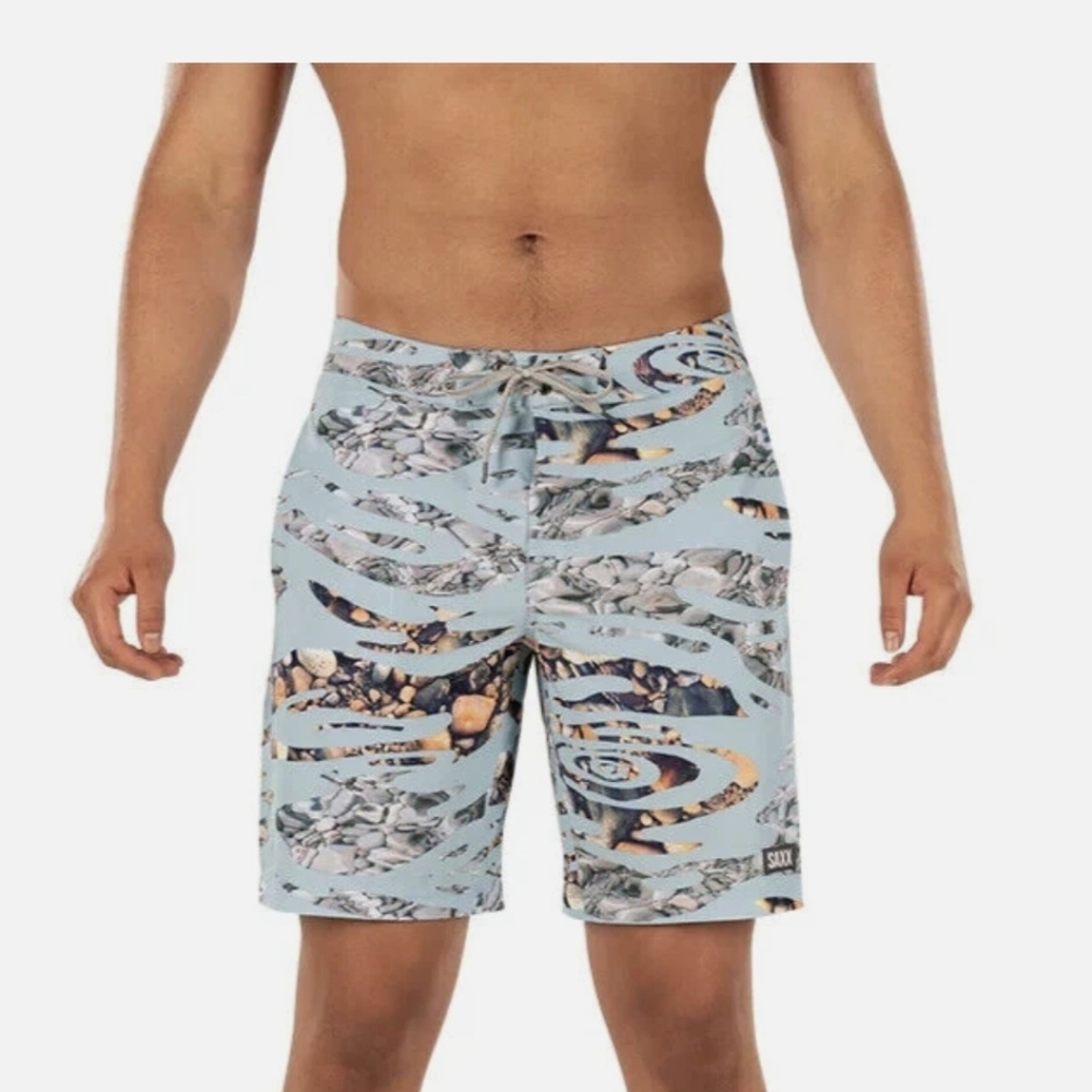 NWT SAXX Betawave 19" 2N1 Boardie Shorts Ballpark Pouch Swimwear Sz.28